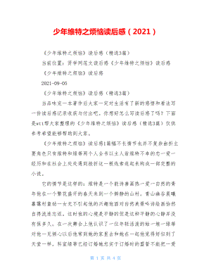 少年维特之烦恼读后感（2021）.doc