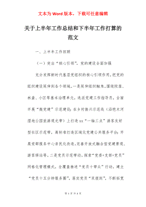 关于上半年工作总结和下半年工作打算的范文.docx