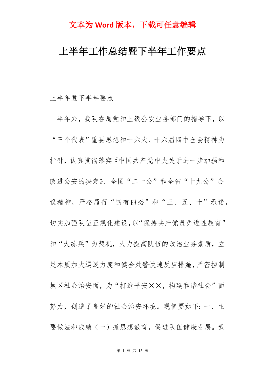 上半年工作总结暨下半年工作要点.docx_第1页