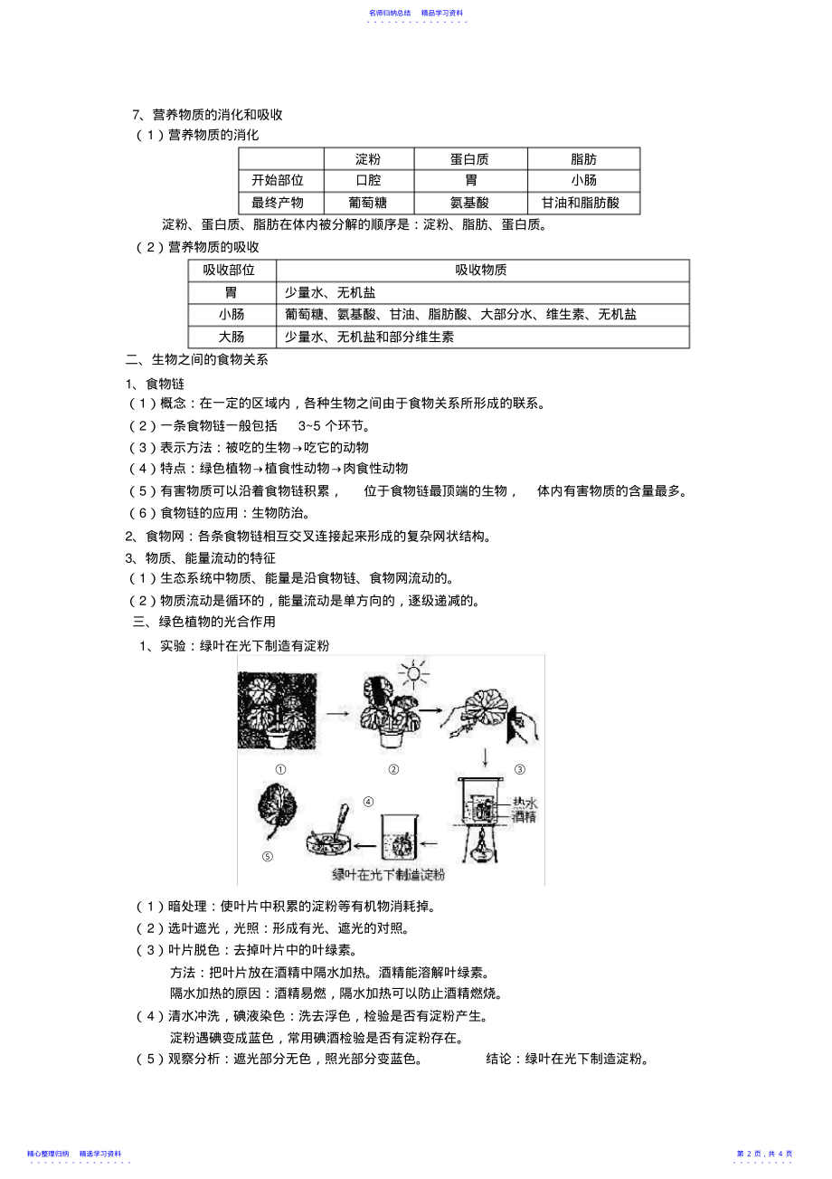 2022年七年级上学期生物复习资料 .pdf_第2页