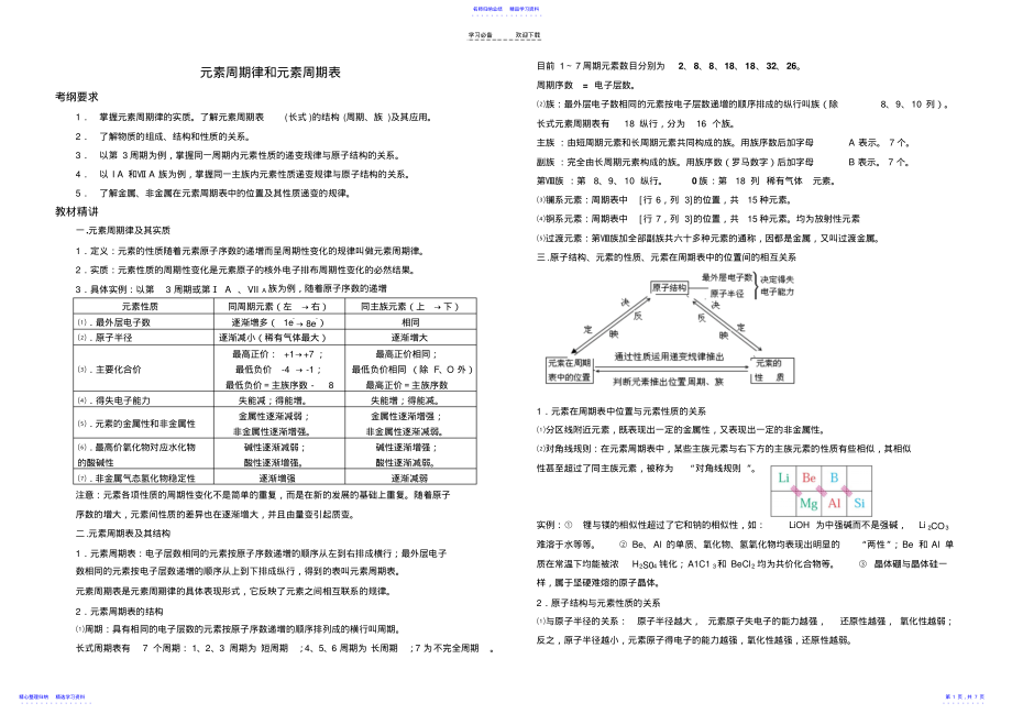 2022年一轮复习元素周期律和元素周期表教案 .pdf_第1页