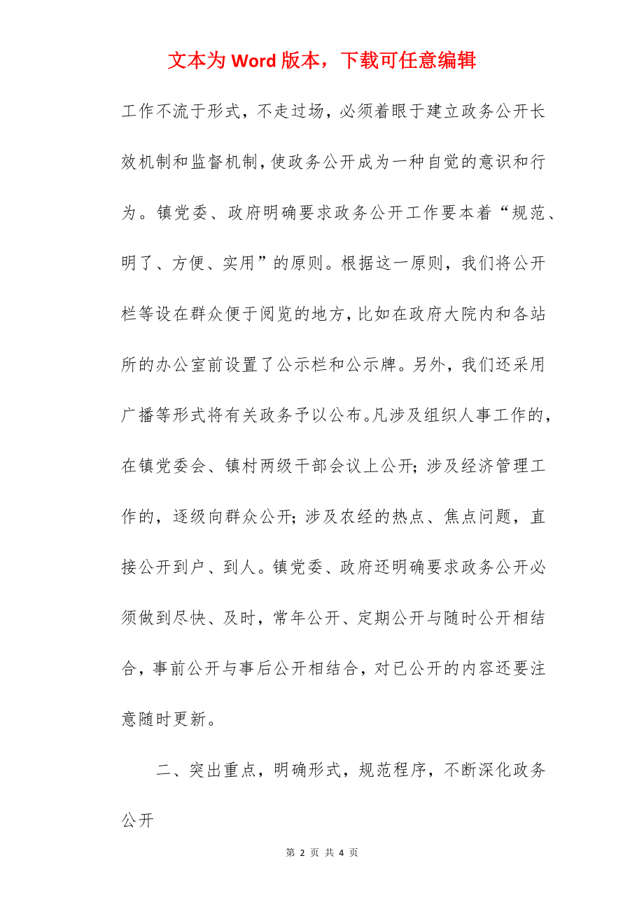 乡镇关于2022年政务公开工作总结汇报范文.docx_第2页