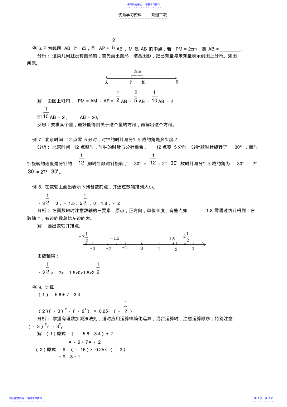 2022年七年级上册数学有理数典型例题及测试题 .pdf_第2页