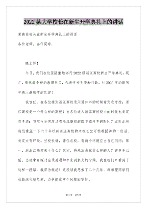 2022某大学校长在新生开学典礼上的讲话.docx