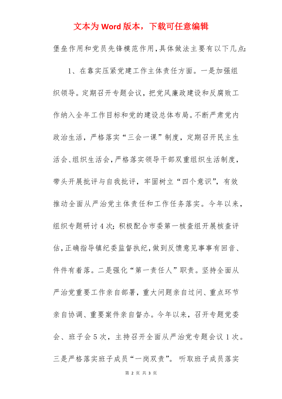 某镇党委书记全面从严治党述职报告.docx_第2页