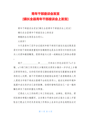 青年干部座谈会发言 [镇长全县青年干部座谈会上发言].doc