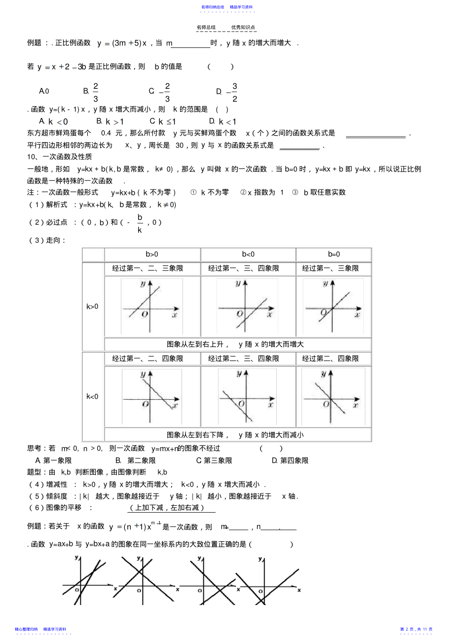 2022年一次函数知识点总结和常见题型归类 .pdf_第2页