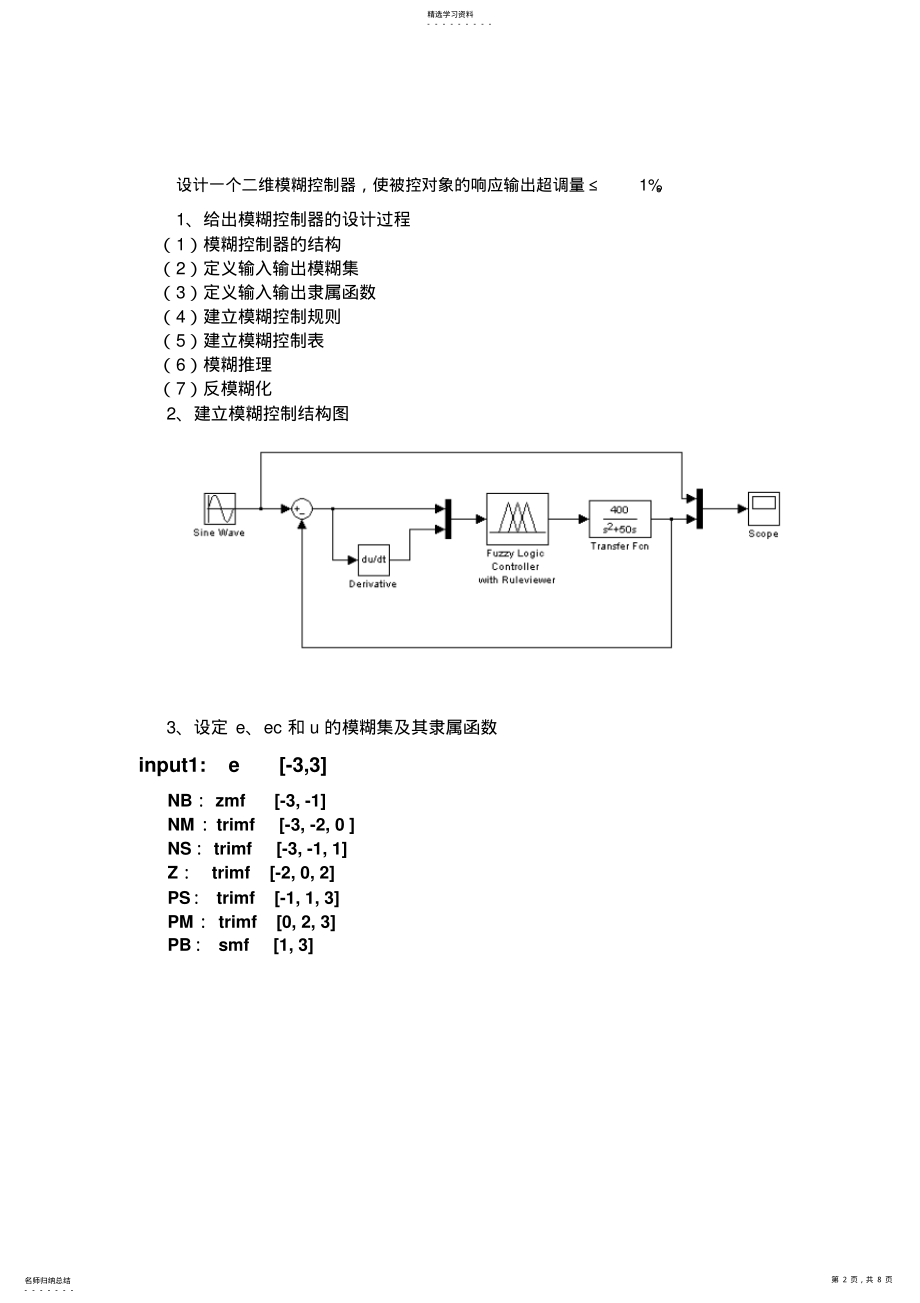 2022年模糊控制器设计方案与仿真研究报告智能控制导论 .pdf_第2页