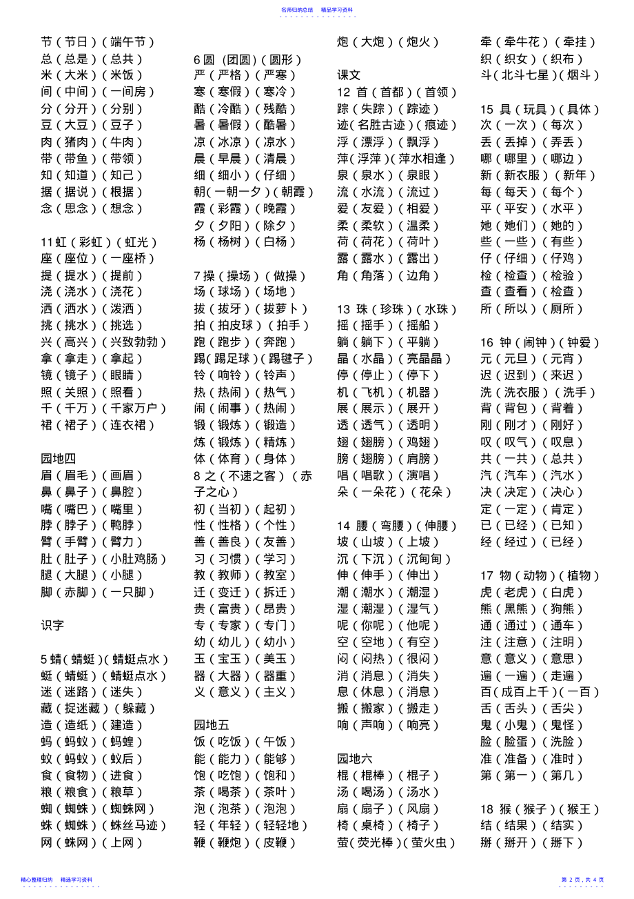 2022年一年级下册语文生字组词 .pdf_第2页