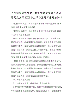 “围绕审计抓党建抓好党建促审计”区审计局党支部20XX年上半年党建工作总结(一）.docx