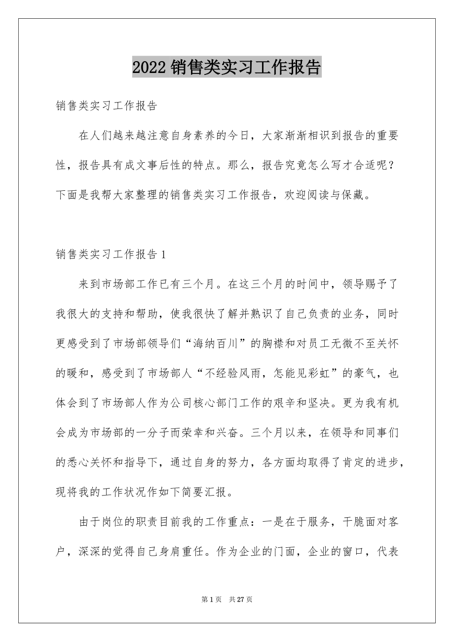 2022销售类实习工作报告例文.docx_第1页