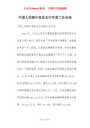 中国人民银行某县支行年度工作总结.docx