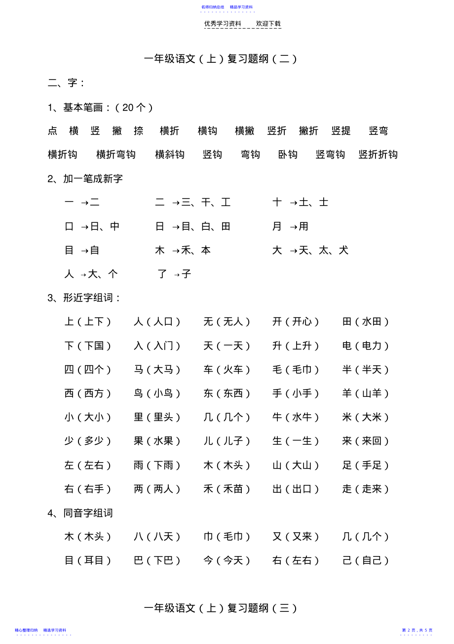 2022年一年级语文上册复习提纲 .pdf_第2页