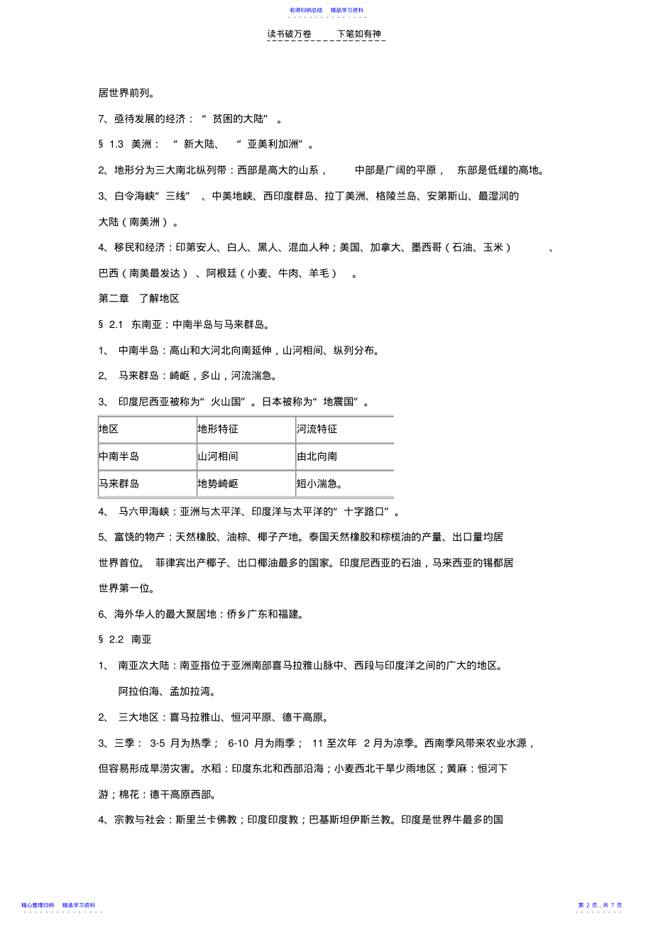 2022年七年级下册地理知识网络 .pdf_第2页