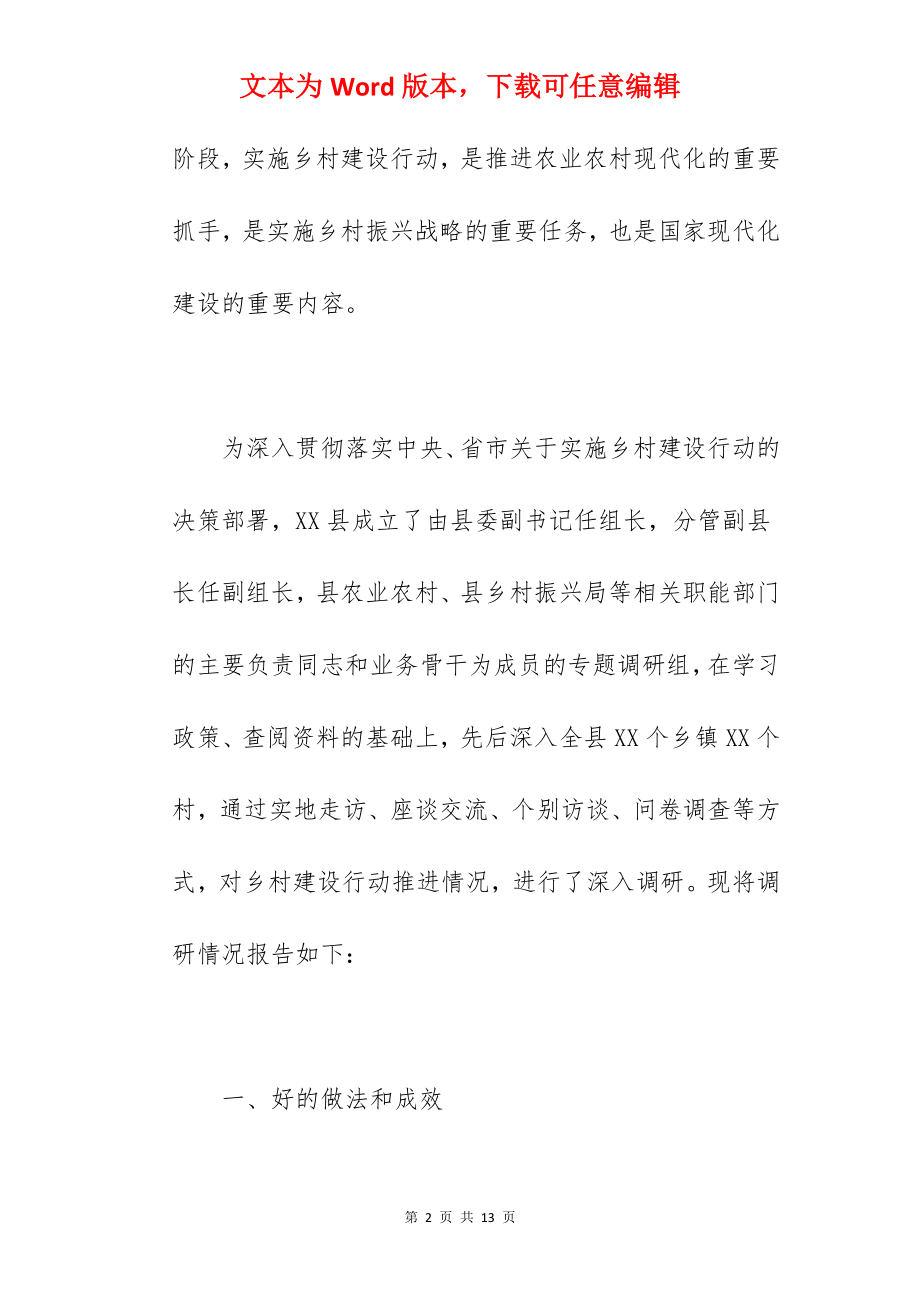 2022年关于全县实施乡村建设行动的调研报告范文.docx_第2页