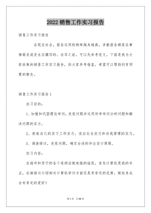 2022销售工作实习报告例文8.docx