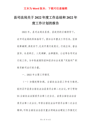 县司法局关于2022年度工作总结和2022年度工作计划的报告.docx