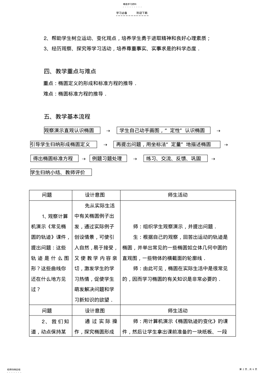 2022年椭圆及其标准方程教学设计3 .pdf_第2页