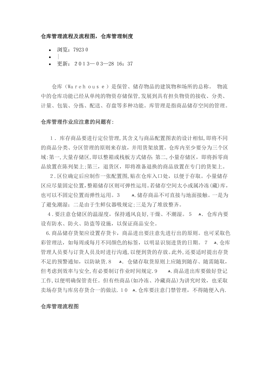 仓库管理流程及流程图-仓库管理制度.doc_第1页