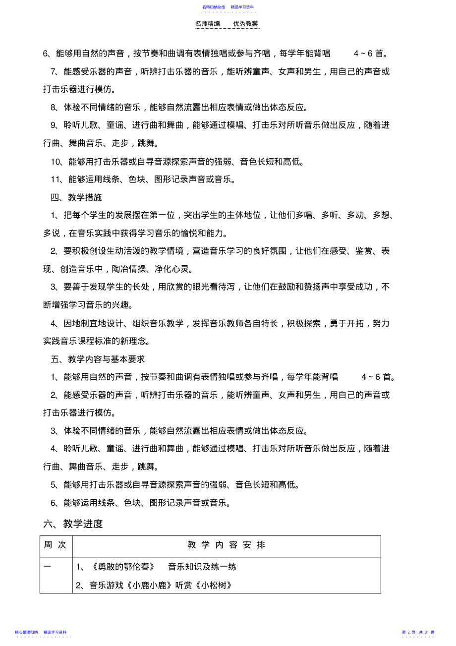 2022年一年级音乐下册计划教案 .pdf_第2页