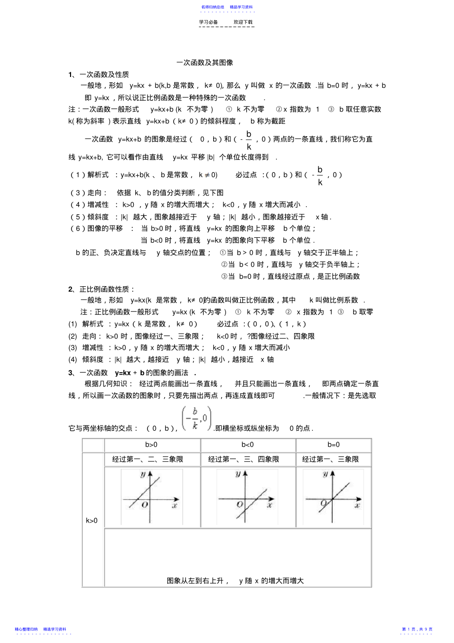 2022年一次函数知识点总结及练习题 2.pdf_第1页