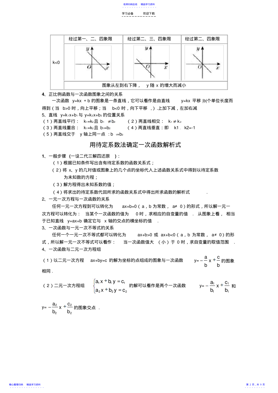 2022年一次函数知识点总结及练习题 2.pdf_第2页