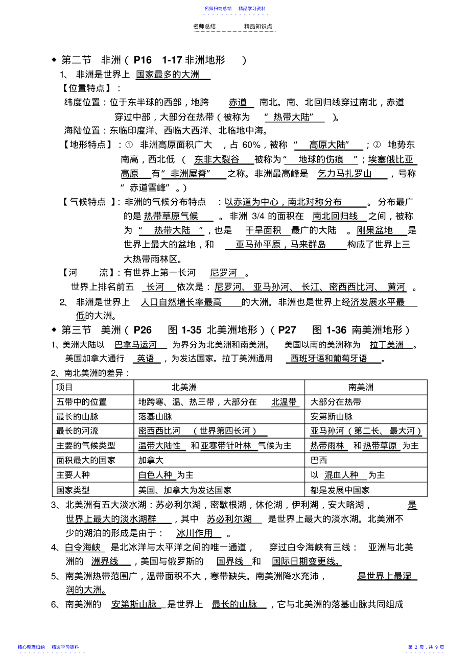 2022年七年级下期地理知识点 .pdf_第2页