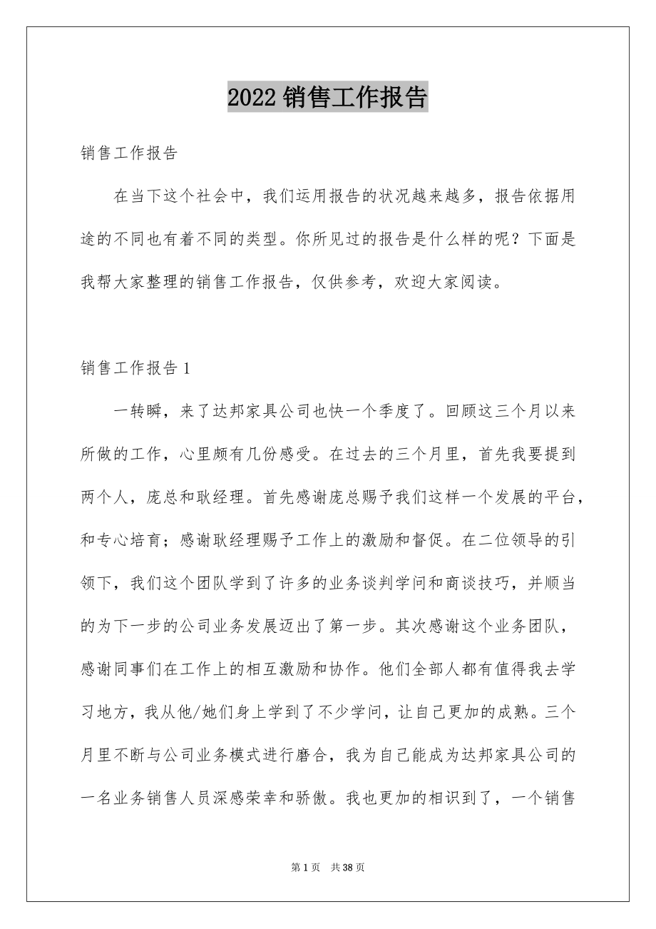 2022销售工作报告例文1.docx_第1页