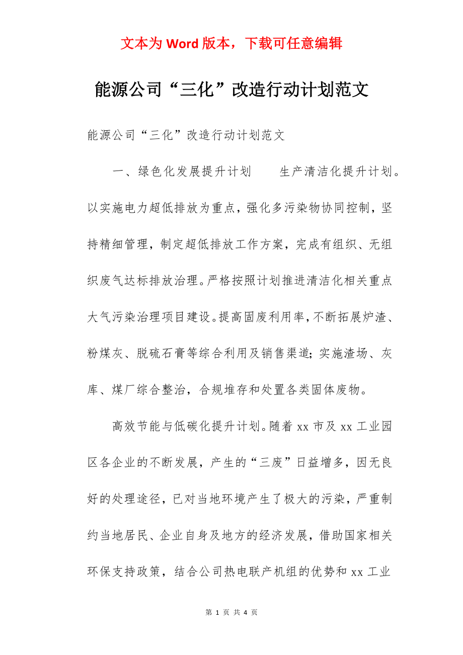 能源公司“三化”改造行动计划范文.docx_第1页