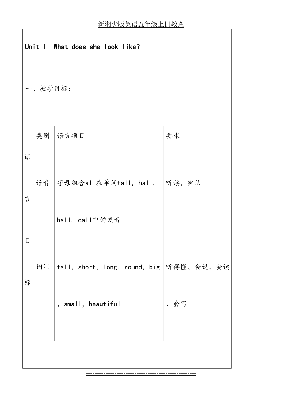 新湘少版英语五年级上册教案.doc_第2页