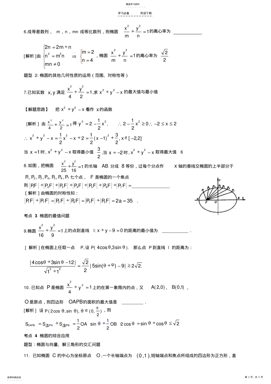 2022年椭圆专题复习讲义 2.pdf_第2页