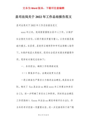 县司法局关于2022年工作总结报告范文.docx