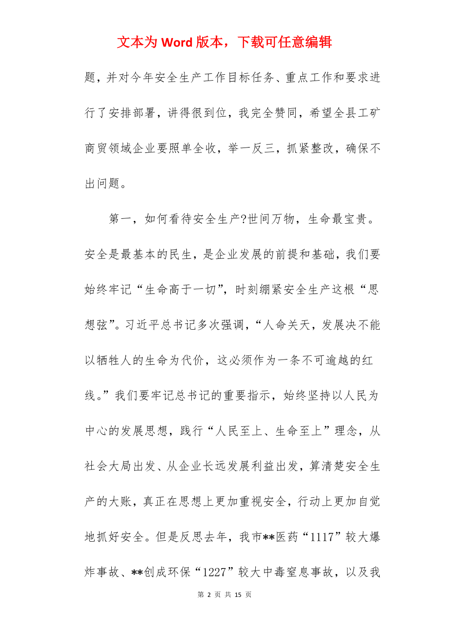 县长在2022年全县工矿商贸领域安全生产工作会议上的讲话范文.docx_第2页