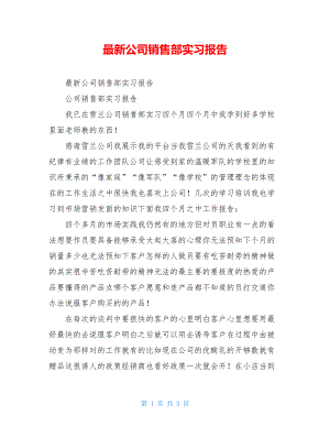 最新公司销售部实习报告.doc