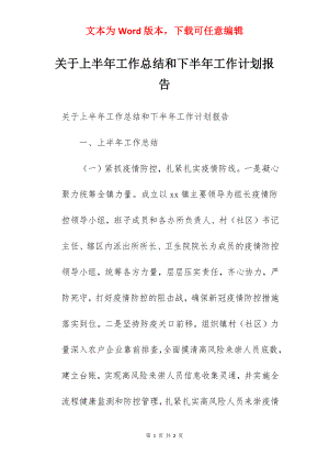 关于上半年工作总结和下半年工作计划报告.docx