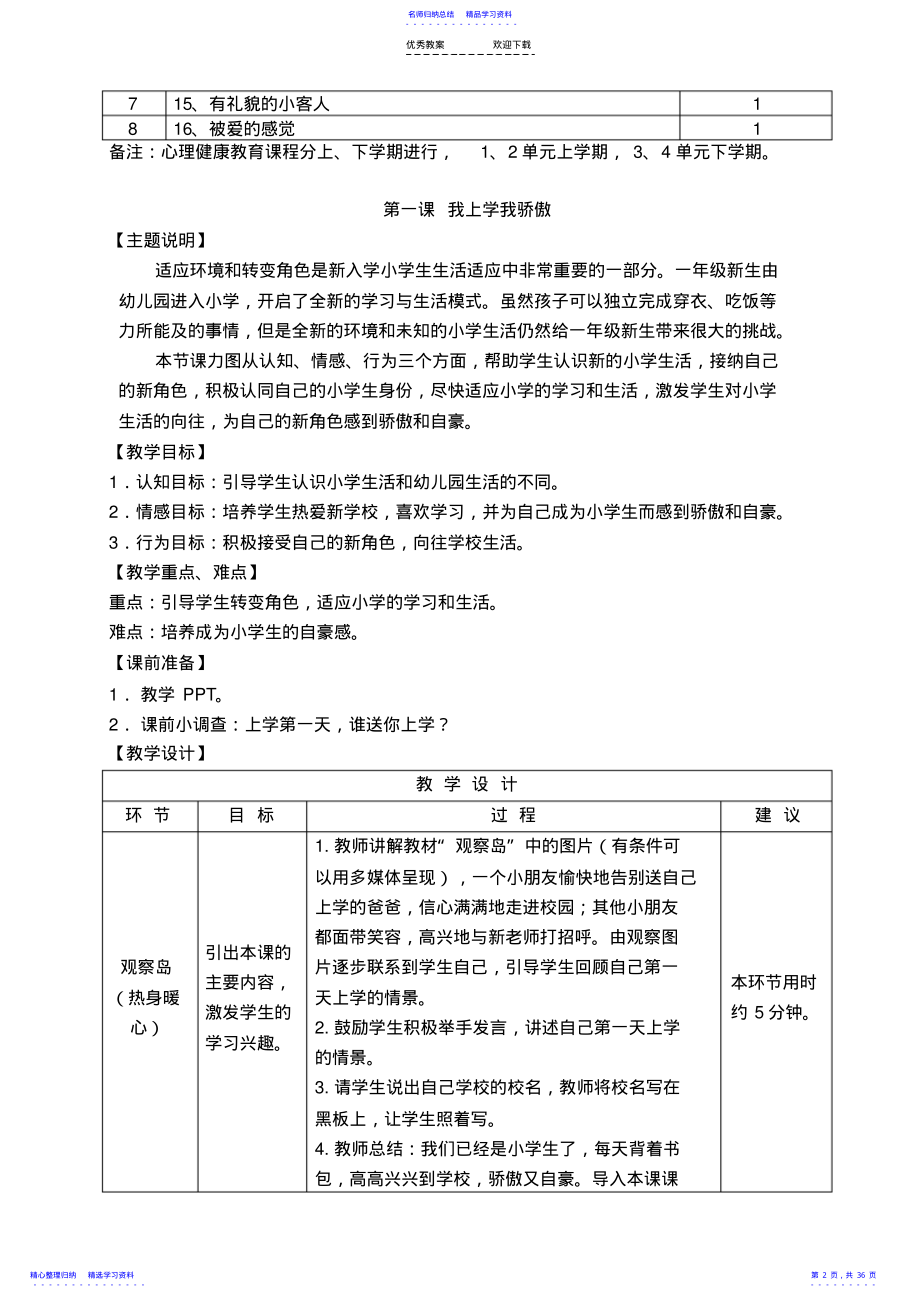 2022年一年级心理健康教育教案 .pdf_第2页