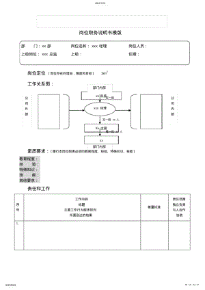 2022年模板：三六一体育用品公司岗位说明书模版+编写方法+范例- .pdf