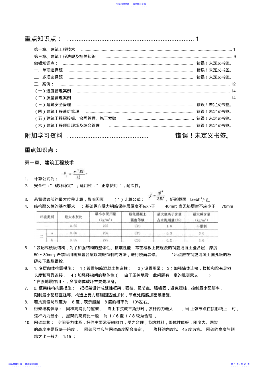 2022年一建实务重点知识点 .pdf_第1页