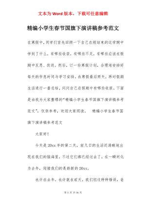 精编小学生春节国旗下演讲稿参考范文.docx