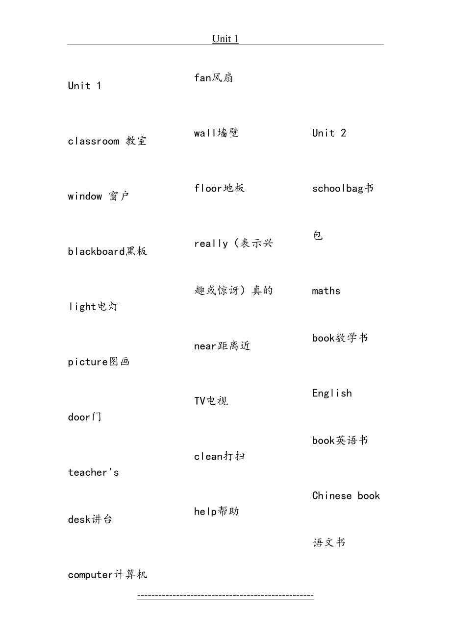 新版PEP小学英语四年级上册英语单词表.doc_第2页