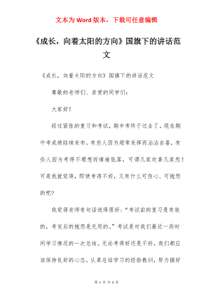 《成长向着太阳的方向》国旗下的讲话范文.docx