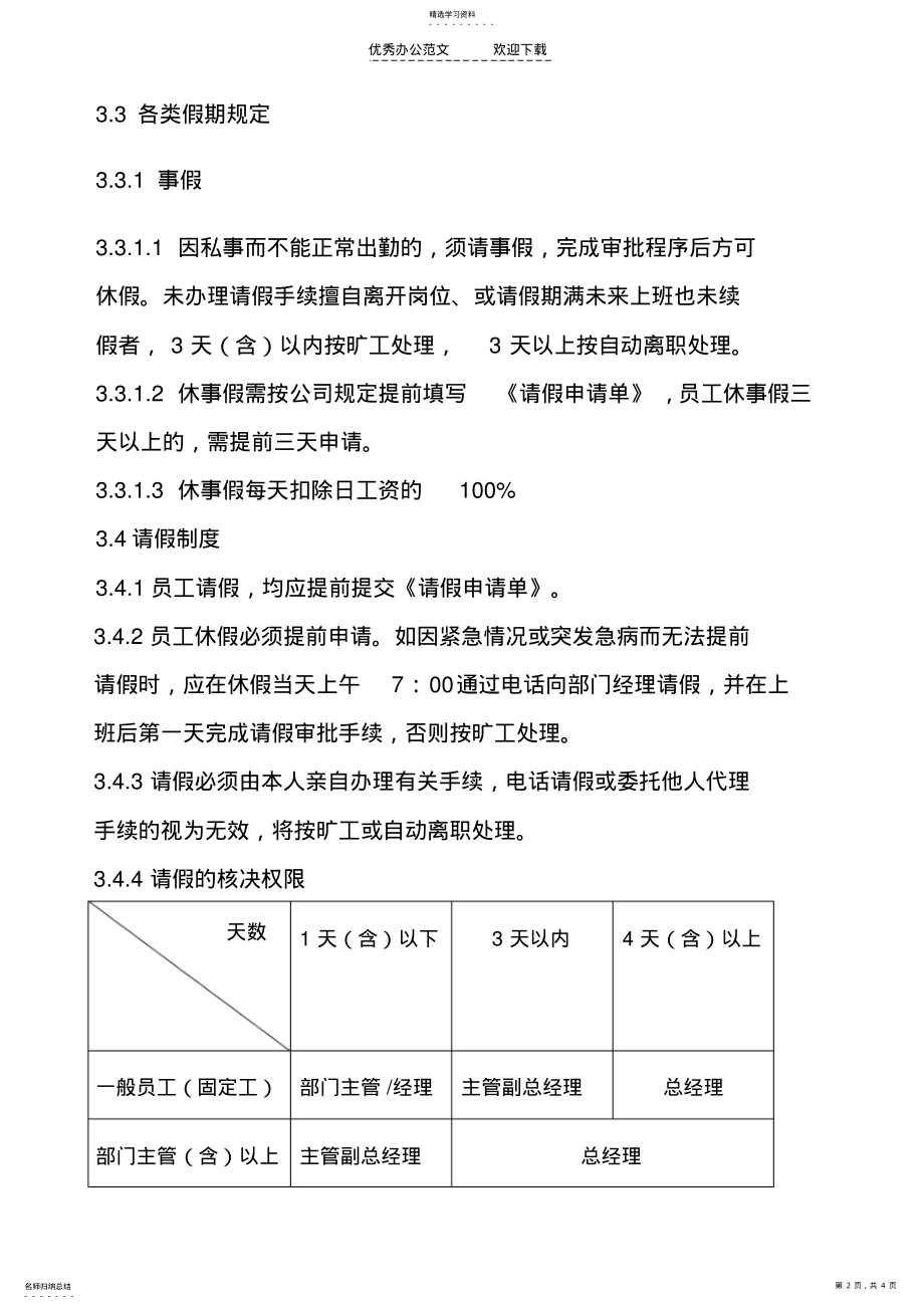 2022年比较规范的公司考勤制度 .pdf_第2页