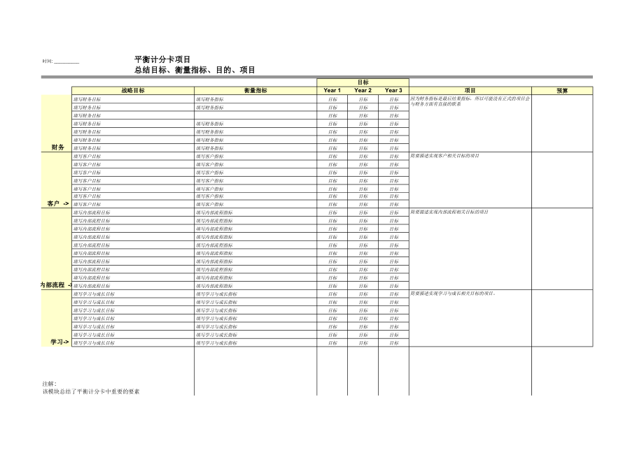 精选行业工作表格数据模板 平衡计分卡项目总结表.pdf_第1页