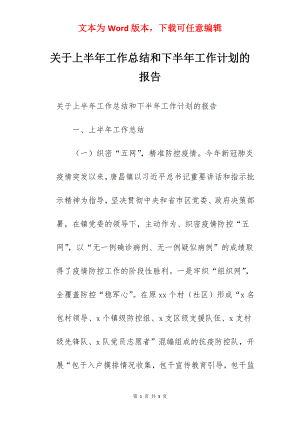 关于上半年工作总结和下半年工作计划的报告.docx