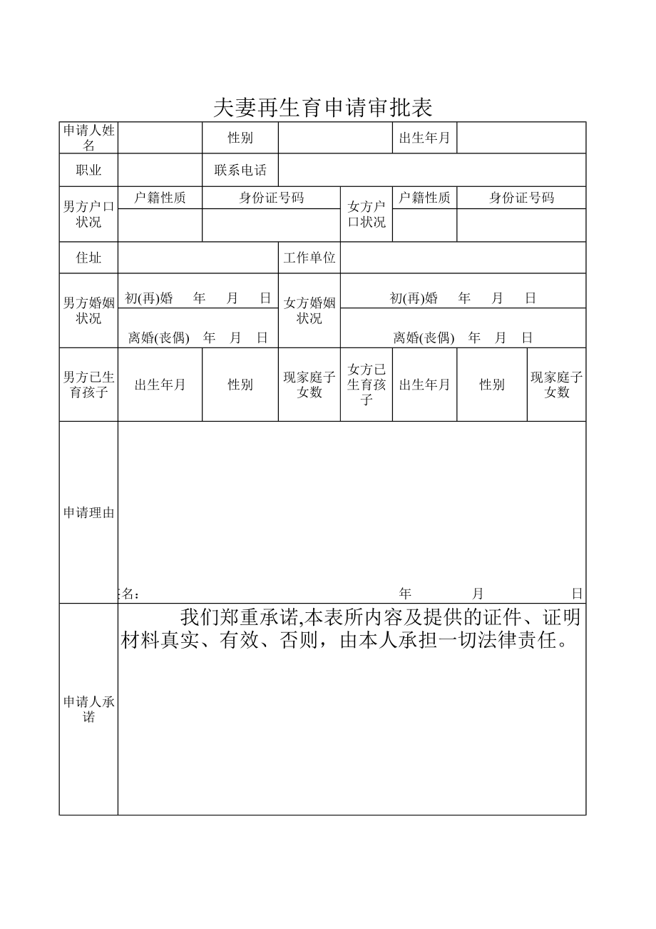 夫妻再生育申请审批表.pdf_第1页