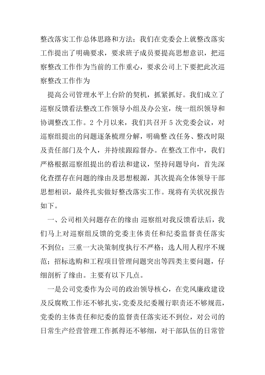 20XX年粮食集团党委负责人巡视整改组织落实情况报告.docx_第2页