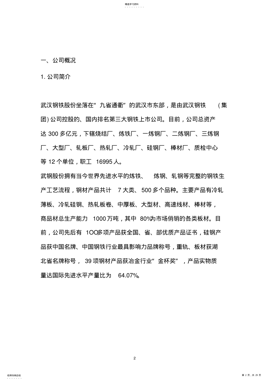 2022年武汉钢铁股份有限公司财务分析 .pdf_第2页