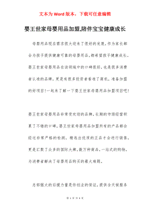 婴王世家母婴用品加盟,陪伴宝宝健康成长.docx