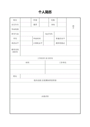 精品简历模板 空白标准表格13.doc