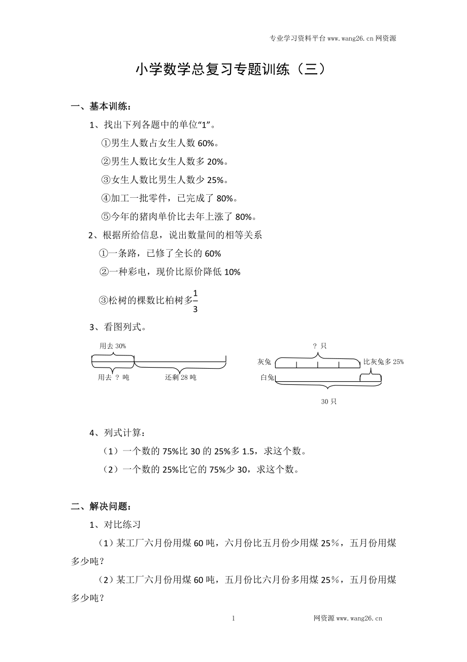 数学小升初专项训练 小学数学总复习专题训练-列方程解百分数应用题-通用版.doc_第1页